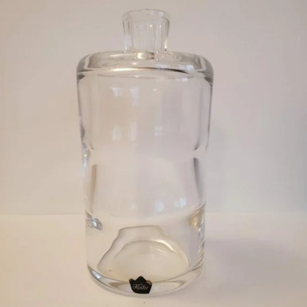Kosta crystal glass vase decanter Optic Prism Cut Ripple Sweden 1927 signed